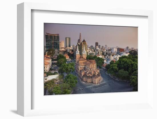 Vietnam, Ho Chi Minh City (Saigon), Notre Dame Cathedral and City Skyline-Michele Falzone-Framed Photographic Print