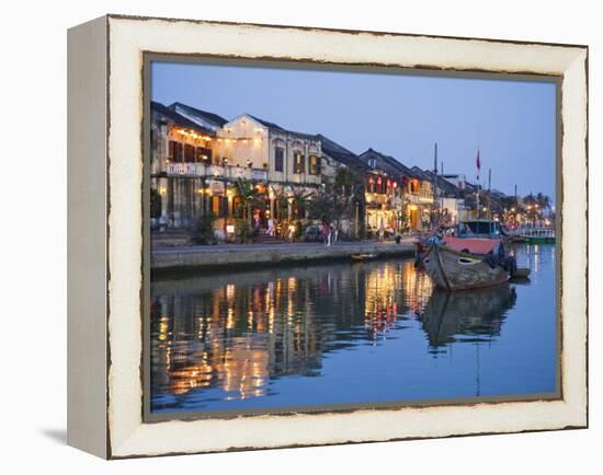 Vietnam, Hoi An, Evening View of Town Skyline and Hoai River-Steve Vidler-Framed Premier Image Canvas
