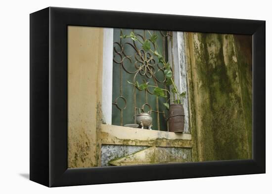 Vietnam, Hoi An, Quang Nam. Window at Quan Congs Temple-Kevin Oke-Framed Premier Image Canvas