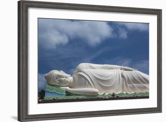 Vietnam, Mekong Delta. My Tho, Vinh Trang Pagoda, Giant Reclining Buddha Statue-Walter Bibikow-Framed Photographic Print