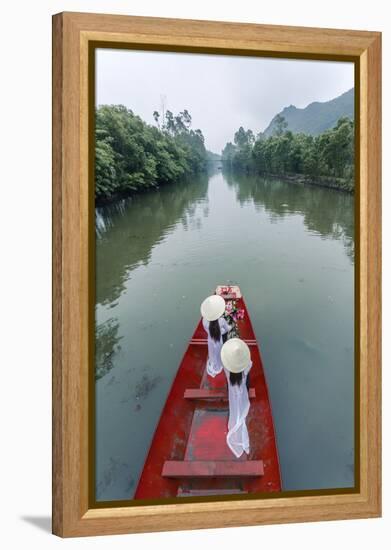 Vietnam, Perfume River. Young Vietnamese Girls on a Boat Going to the Perfume Pagoda (Mr)-Matteo Colombo-Framed Premier Image Canvas