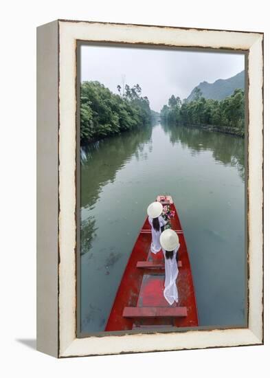 Vietnam, Perfume River. Young Vietnamese Girls on a Boat Going to the Perfume Pagoda (Mr)-Matteo Colombo-Framed Premier Image Canvas