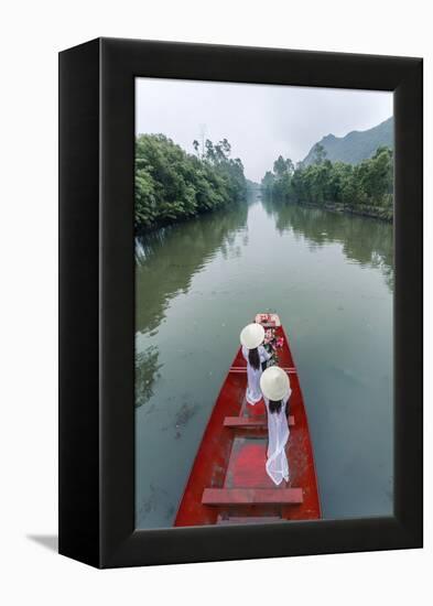 Vietnam, Perfume River. Young Vietnamese Girls on a Boat Going to the Perfume Pagoda (Mr)-Matteo Colombo-Framed Premier Image Canvas