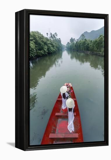 Vietnam, Perfume River. Young Vietnamese Girls on a Boat Going to the Perfume Pagoda (Mr)-Matteo Colombo-Framed Premier Image Canvas