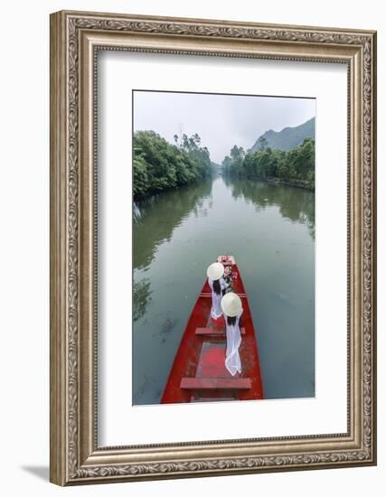 Vietnam, Perfume River. Young Vietnamese Girls on a Boat Going to the Perfume Pagoda (Mr)-Matteo Colombo-Framed Photographic Print