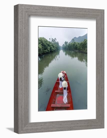 Vietnam, Perfume River. Young Vietnamese Girls on a Boat Going to the Perfume Pagoda (Mr)-Matteo Colombo-Framed Photographic Print