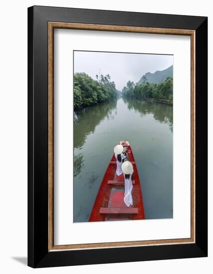 Vietnam, Perfume River. Young Vietnamese Girls on a Boat Going to the Perfume Pagoda (Mr)-Matteo Colombo-Framed Photographic Print