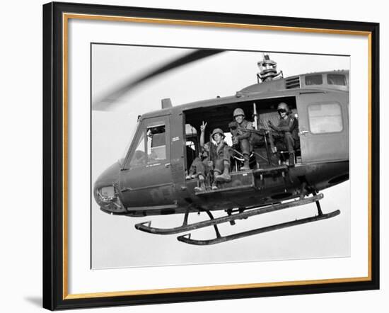 Vietnam War U.S. GI Peace Sign-Associated Press-Framed Photographic Print