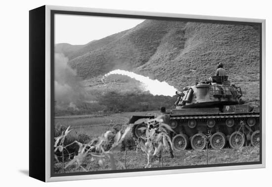 Vietnam War. Us Marine Corps Flame Thrower Tank in Action, Ca. 1966-null-Framed Stretched Canvas