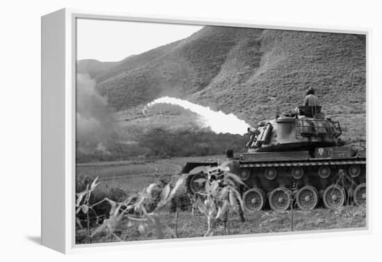 Vietnam War. Us Marine Corps Flame Thrower Tank in Action, Ca. 1966-null-Framed Stretched Canvas