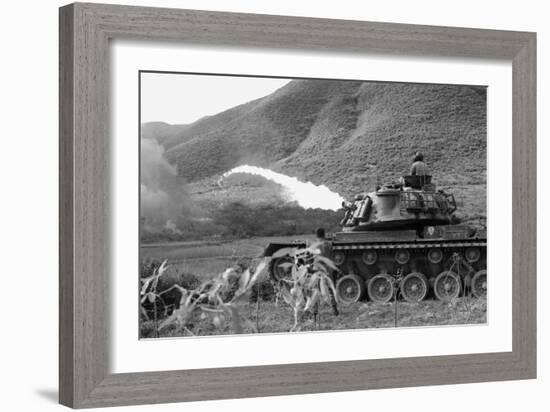 Vietnam War. Us Marine Corps Flame Thrower Tank in Action, Ca. 1966-null-Framed Photo