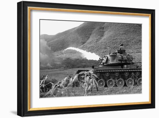 Vietnam War. Us Marine Corps Flame Thrower Tank in Action, Ca. 1966-null-Framed Photo