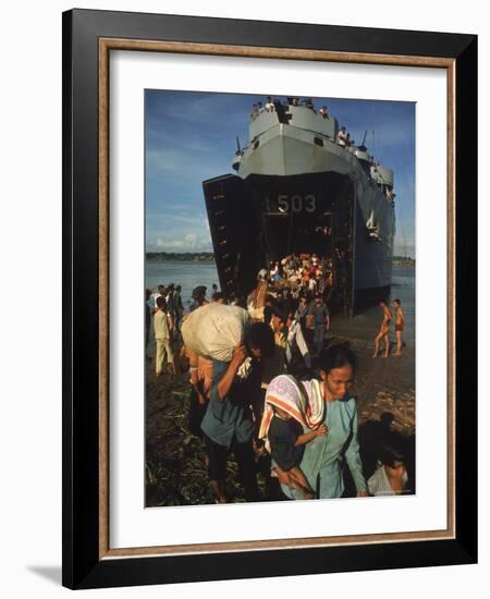 Vietnamese Refugees Arriving From Cambodia-Larry Burrows-Framed Photographic Print