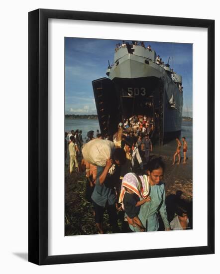 Vietnamese Refugees Arriving From Cambodia-Larry Burrows-Framed Photographic Print