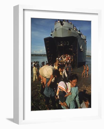 Vietnamese Refugees Arriving From Cambodia-Larry Burrows-Framed Photographic Print
