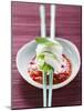 Vietnamese Spring Roll on Chopsticks over Chili Sauce-null-Mounted Photographic Print