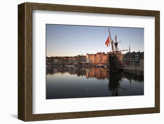 Vieux Bassin Looking to Saint Catherine Quay with Replica Galleon at Dawn, Normandy, France-Stuart Black-Framed Photographic Print