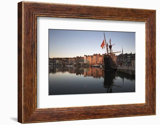 Vieux Bassin Looking to Saint Catherine Quay with Replica Galleon at Dawn, Normandy, France-Stuart Black-Framed Photographic Print