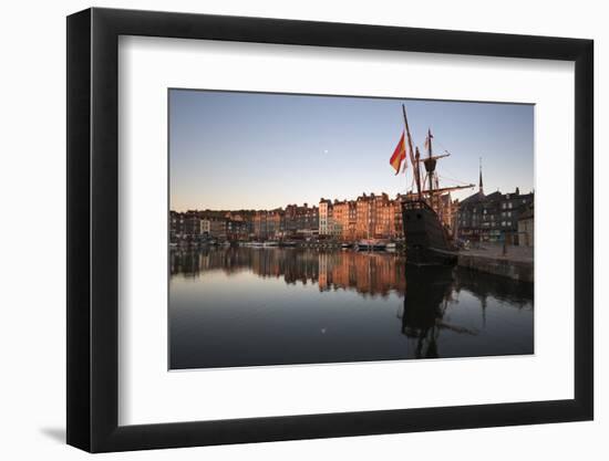 Vieux Bassin Looking to Saint Catherine Quay with Replica Galleon at Dawn, Normandy, France-Stuart Black-Framed Photographic Print