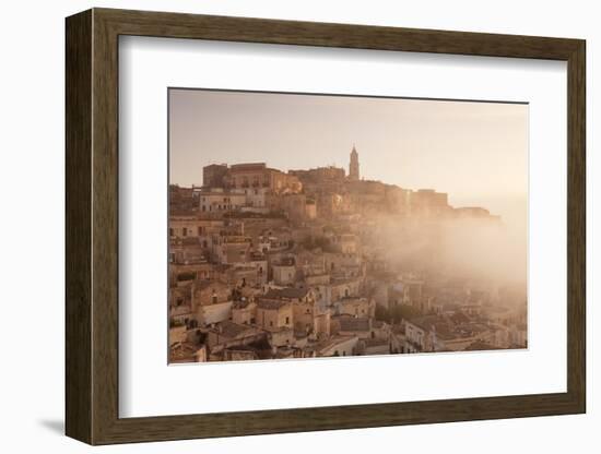 View About the Old Town Quarter Sasso Caveoso to the Cathedral at Sunrise, Apulia, Italy-Markus Lange-Framed Photographic Print