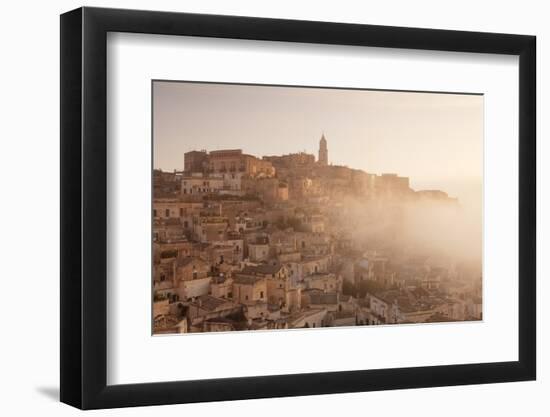 View About the Old Town Quarter Sasso Caveoso to the Cathedral at Sunrise, Apulia, Italy-Markus Lange-Framed Photographic Print