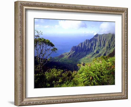 View Above the Na Pali Coast, Kauai, Hawaii, USA-Christopher Talbot Frank-Framed Photographic Print