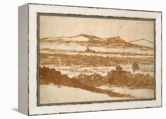 View across a Valley Towards Distant Hills (Brush and Reddish-Brown Wash-Nicolas Poussin-Framed Premier Image Canvas