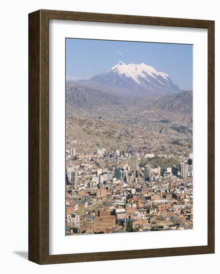 View Across City from El Alto, with Illimani Volcano in Distance, La Paz, Bolivia, South America-Tony Waltham-Framed Photographic Print