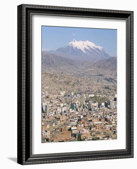 View Across City from El Alto, with Illimani Volcano in Distance, La Paz, Bolivia, South America-Tony Waltham-Framed Photographic Print