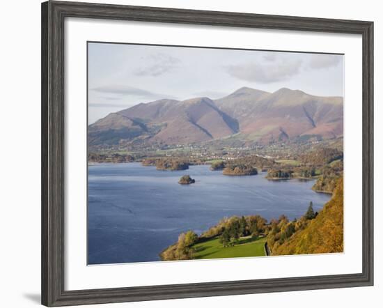 View Across Derwent Water to Keswick and Skiddaw from Watendlath Road in Autumn-Pearl Bucknall-Framed Photographic Print