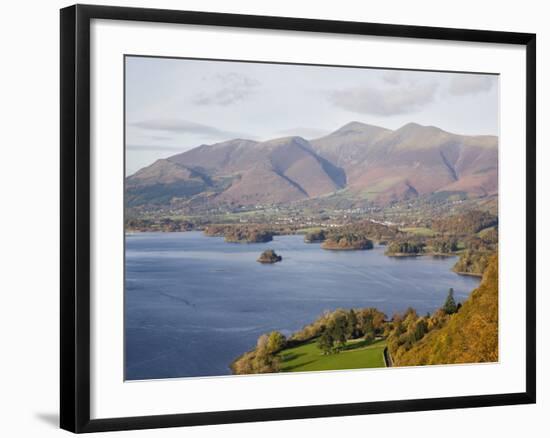 View Across Derwent Water to Keswick and Skiddaw from Watendlath Road in Autumn-Pearl Bucknall-Framed Photographic Print