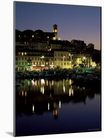 View Across Harbour to the Old Quarter of Le Suquet, at Night, Cannes, French Riviera, France-Ruth Tomlinson-Mounted Photographic Print