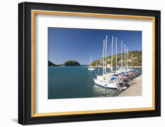 View across Lakka Bay, Yachts Lined Up Along the Quay, Lakka-Ruth Tomlinson-Framed Photographic Print