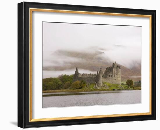 View across Loch Awe to the Ruins of Kilchurn Castle, Early Morning Mist on Mountains-Ruth Tomlinson-Framed Photographic Print