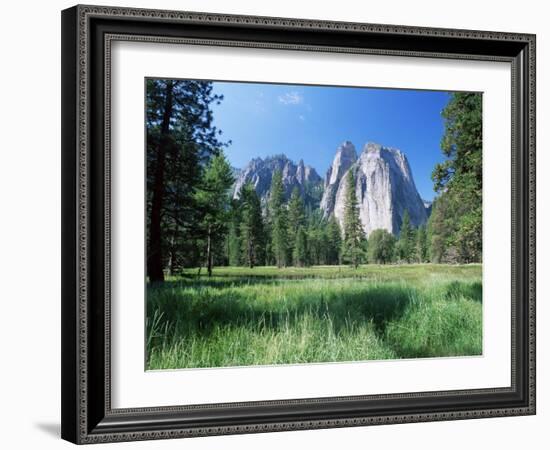 View Across Meadows to Cathedral Rocks, Yosemite National Park, Unesco World Heritage Site, USA-Ruth Tomlinson-Framed Photographic Print