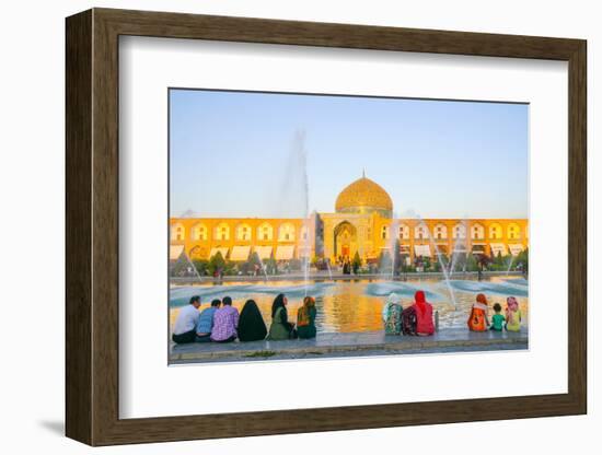 View across Naqsh-e (Imam) Square from Ali Qapu Palace opposite Sheikh Lotfollah Mosque, UNESCO Wor-James Strachan-Framed Photographic Print