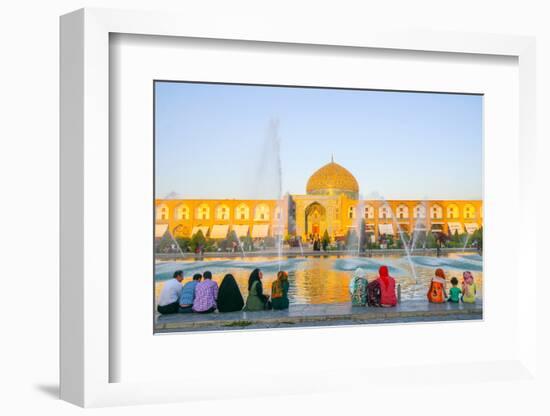 View across Naqsh-e (Imam) Square from Ali Qapu Palace opposite Sheikh Lotfollah Mosque, UNESCO Wor-James Strachan-Framed Photographic Print