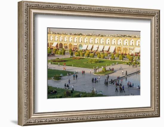 View across Naqsh-e (Imam) Square, UNESCO World Heritage Site, from Ali Qapu Palace, Isfahan, Iran,-James Strachan-Framed Photographic Print