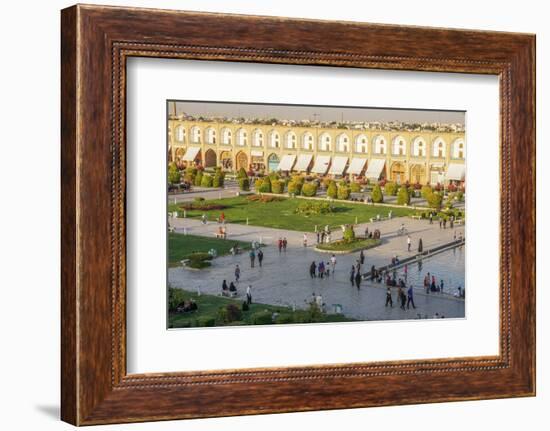 View across Naqsh-e (Imam) Square, UNESCO World Heritage Site, from Ali Qapu Palace, Isfahan, Iran,-James Strachan-Framed Photographic Print