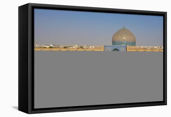 View across Naqsh-e (Imam) Square, UNESCO World Heritage Site, from Ali Qapu Palace opposite Sheikh-James Strachan-Framed Premier Image Canvas