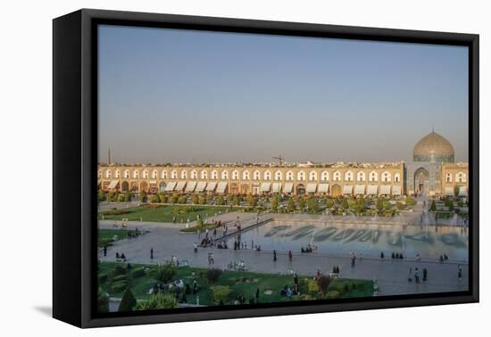 View across Naqsh-e (Imam) Square, UNESCO World Heritage Site, from Ali Qapu Palace opposite Sheikh-James Strachan-Framed Premier Image Canvas