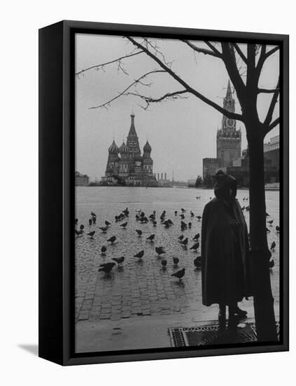 View Across Red Square of St. Basil's Cathedral and the Kremlin-Howard Sochurek-Framed Premier Image Canvas