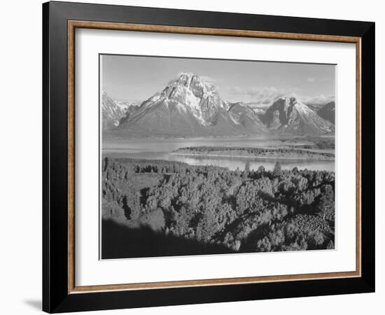 View Across River Valley Toward "Mount Moran" Grand Teton, National Park Wyoming. 1933-1942-Ansel Adams-Framed Art Print