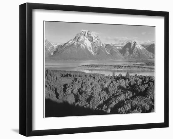 View Across River Valley Toward "Mount Moran" Grand Teton, National Park Wyoming. 1933-1942-Ansel Adams-Framed Art Print