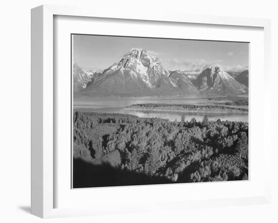 View Across River Valley Toward "Mount Moran" Grand Teton, National Park Wyoming. 1933-1942-Ansel Adams-Framed Art Print