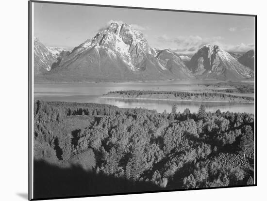 View Across River Valley Toward "Mount Moran" Grand Teton, National Park Wyoming. 1933-1942-Ansel Adams-Mounted Art Print