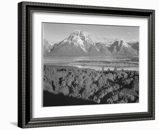 View Across River Valley Toward "Mount Moran" Grand Teton, National Park Wyoming. 1933-1942-Ansel Adams-Framed Art Print