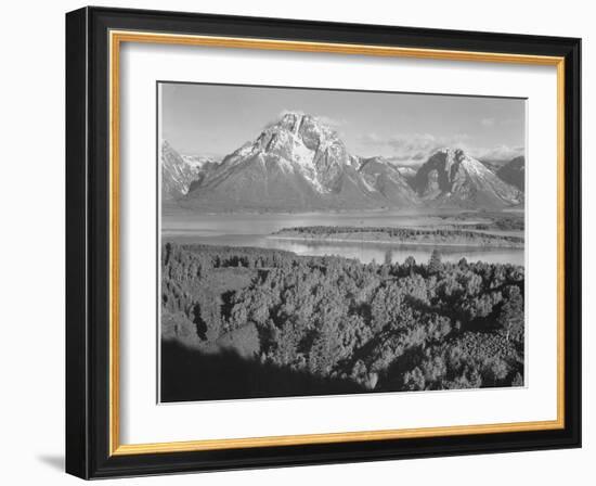 View Across River Valley Toward "Mount Moran" Grand Teton, National Park Wyoming. 1933-1942-Ansel Adams-Framed Art Print