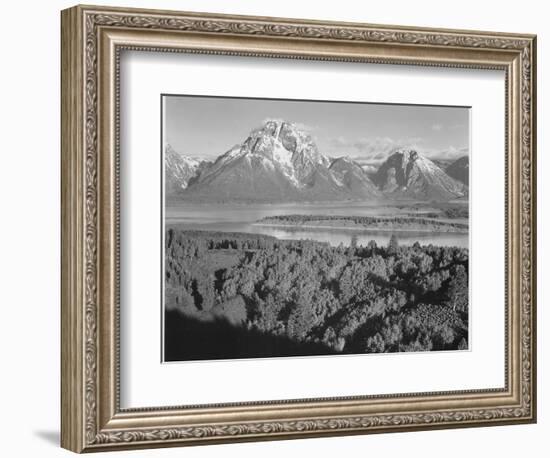 View Across River Valley Toward "Mount Moran" Grand Teton, National Park Wyoming. 1933-1942-Ansel Adams-Framed Art Print