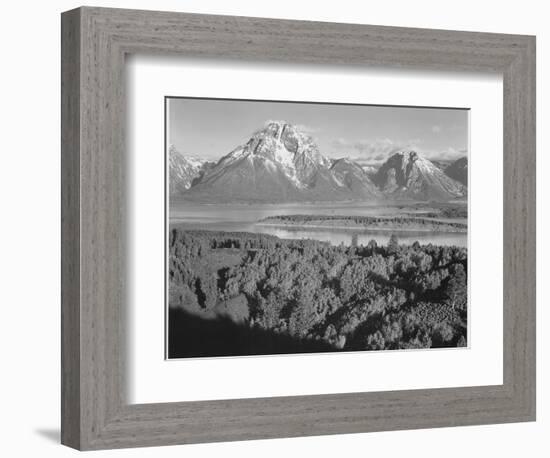 View Across River Valley Toward "Mount Moran" Grand Teton, National Park Wyoming. 1933-1942-Ansel Adams-Framed Art Print